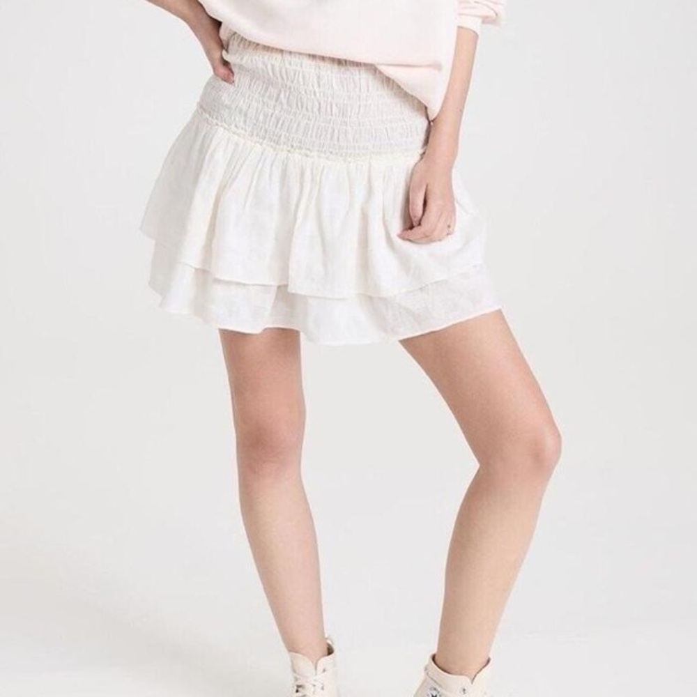 Madewell Smocked Pull On Gauze Tiered Mini Skirt Lighthouse Ivory